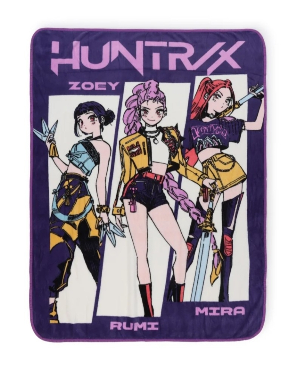 KPOP Demon Hunters Kids Throw Blanket Featuring Zoey, Rumi, & Mira, 46" x 60"